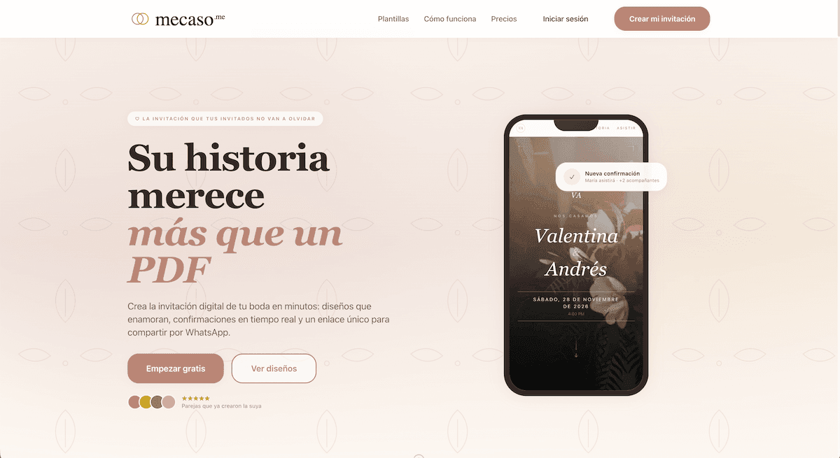 Plataforma para crear invitaciones digitales de boda